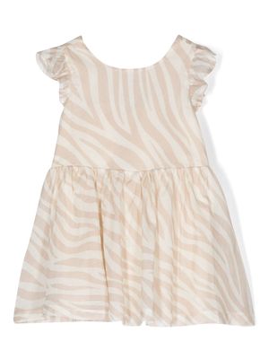 Pinko Kids zebra-print ruffled dress - Neutrals