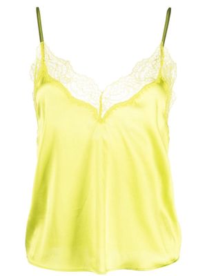PINKO lace-embroidered stretch-silk tank top - Green