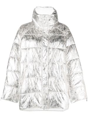 PINKO laminated-effect puffer jacket - Silver