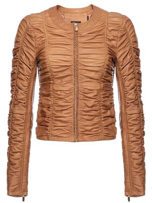 PINKO leather ruched jacket - Brown