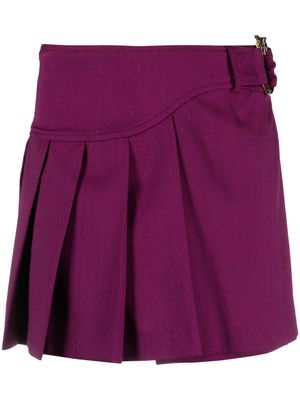 PINKO logo-buckle pleated miniskirt - Purple