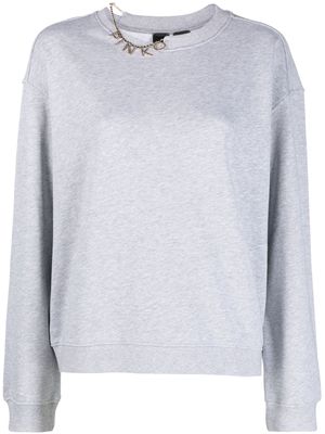 PINKO logo-embellished cotton crew-neck sweatshirt - Grey