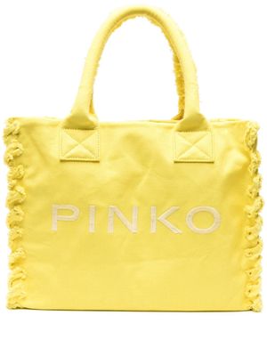 PINKO logo-embroidered beach bag - Yellow