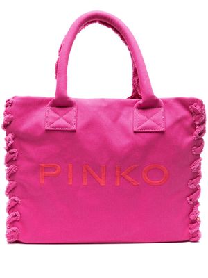 PINKO logo-embroidered beach bag