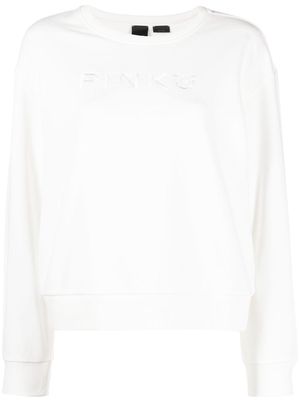 PINKO logo-embroidered cotton sweatshirt - White