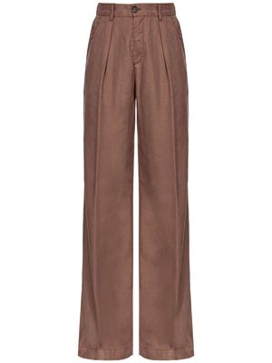 PINKO logo-embroidered straight-leg trousers - Brown