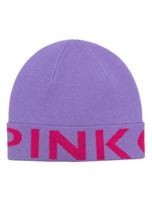 PINKO logo-intarsia knit beanie - Purple