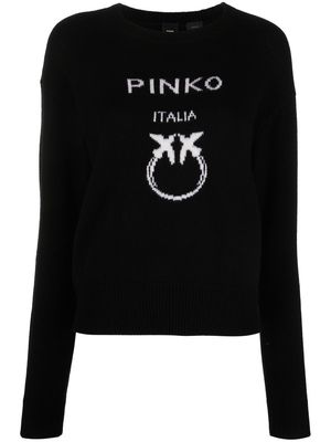 PINKO logo-knit wool jumper - Black