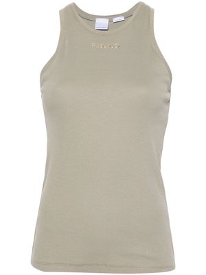 PINKO logo-lettering cotton tank top - Green