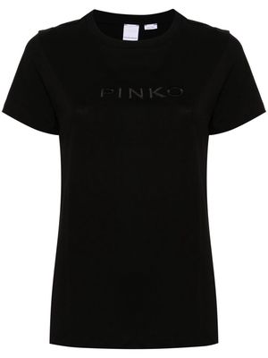 PINKO logo-patch cotton T-shirt - Black