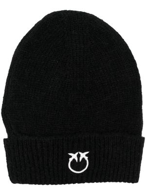 PINKO logo-print beanie hat - Black