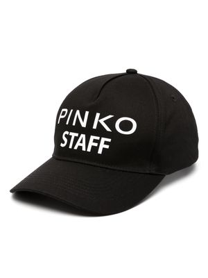PINKO logo-print cotton gabardine cap - Black