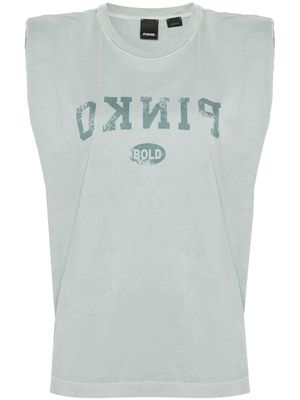 PINKO logo-print shoulder pads T-shirt - Green