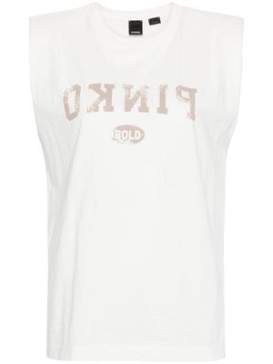 PINKO logo-print shoulder pads T-shirt - White