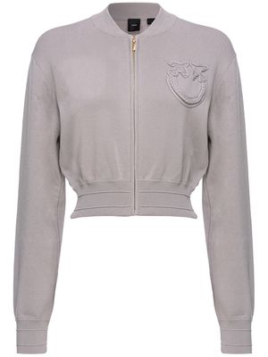 PINKO Love Bird-appliqué cropped jacket - Grey