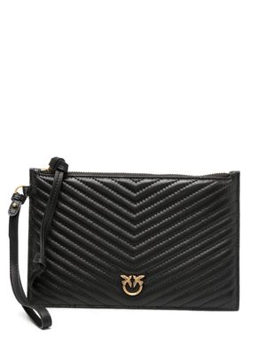 PINKO Love Birds-embellished quilted clutch - Black