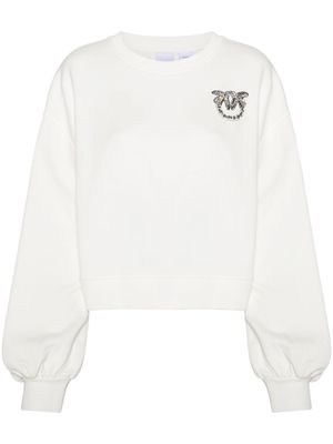 PINKO Love Birds-embellished sweatshirt - White