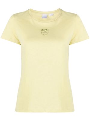 PINKO Love Birds-embroidered cotton T-shirt - Yellow