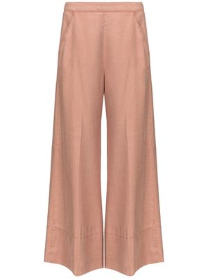 PINKO Love Birds-embroidered washed wide-leg trousers - Neutrals