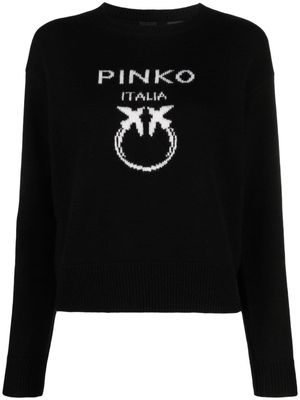 PINKO Love Birds-intarsia wool jumper - Black
