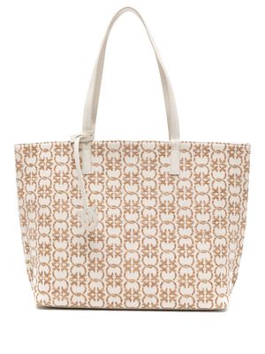 PINKO Love Birds-jacquard shoulder bag - Neutrals