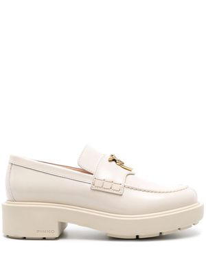 PINKO Love Birds-plaque leather loafers - Neutrals