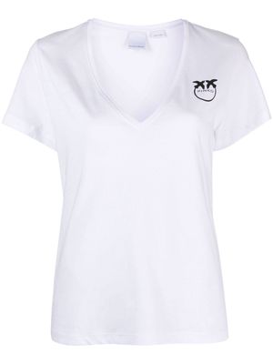 PINKO Love Birds-print cotton T-shirt - White