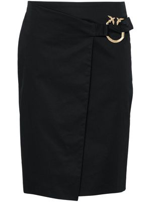 PINKO Love Birds satin midi skirt - Black