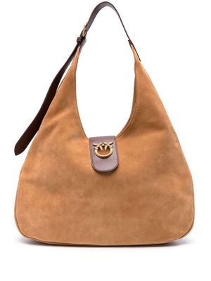 PINKO Love Birds suede shoulder bag - Brown