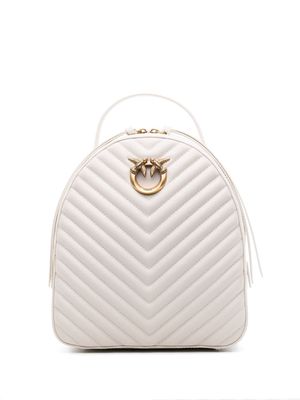 PINKO Love Click quilted leather backpack - White