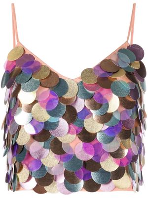 PINKO Marco-sequinned cami top - Green
