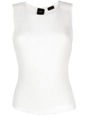 PINKO metallic-sheen ribbed-knit tank top - White