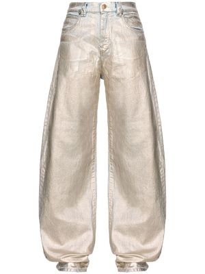 PINKO metallic wide-leg jeans - Silver