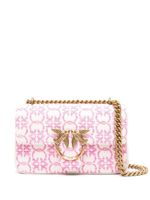 PINKO mini Love One logo-jacquard shoulder bag - Neutrals