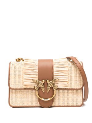 PINKO mini Love One raffia shoulder bag - Neutrals