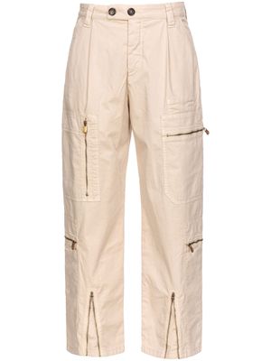 PINKO multiple-pocket pleated straight-leg trousers - Neutrals