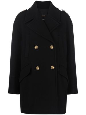 PINKO notched-collar double-breasted coat - Black