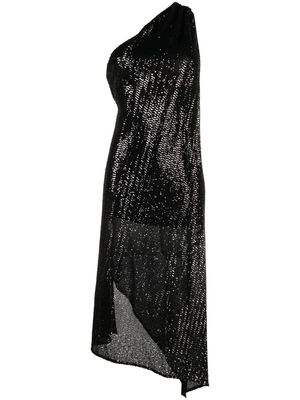 PINKO one-shoulder- sequin-embellished dress - Black