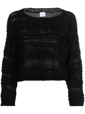 PINKO open-knit cropped cotton blend jumper - Black
