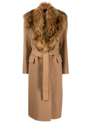 PINKO oversize-collar belted trench coat - Brown