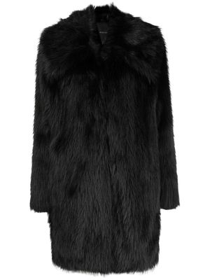 PINKO oversize-collar faux fur coat - Black