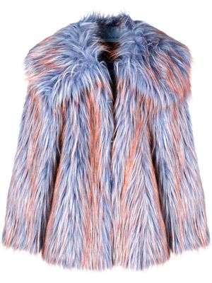 PINKO oversize-collar faux fur coat - Blue