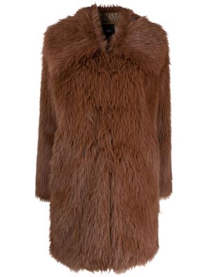 PINKO oversize-collar faux fur coat - Brown