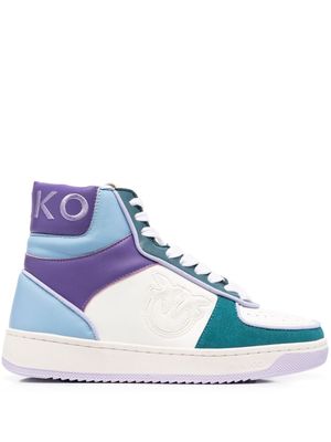 PINKO panelled high-top leather sneakers - White