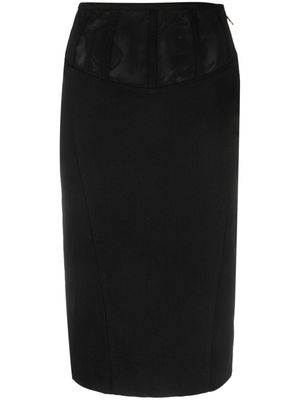 PINKO panelled midi straight skirt - Black