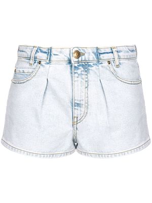 PINKO pleat-detail denim shorts - Blue
