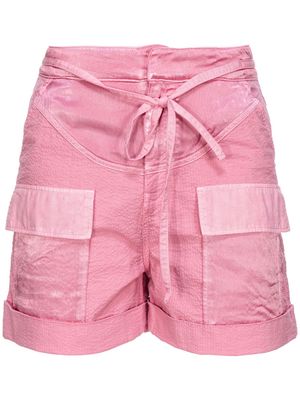 PINKO pocket-embellished seersucker shorts