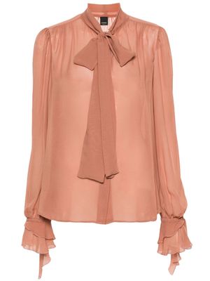 PINKO pussy-bow collar sheer blouse - Brown