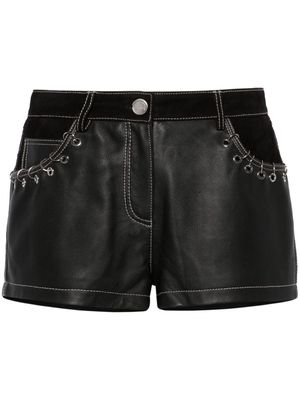 PINKO ring-detailing leather mini shorts - Black