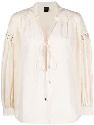 PINKO ring-findings detailed poplin tunic - Neutrals